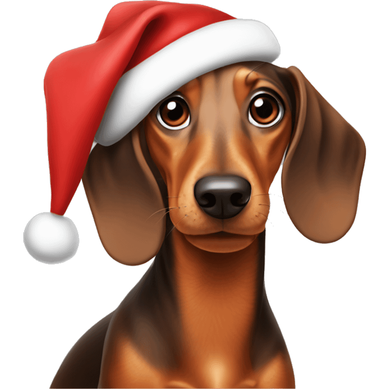 dachshund wearing christmas hat emoji