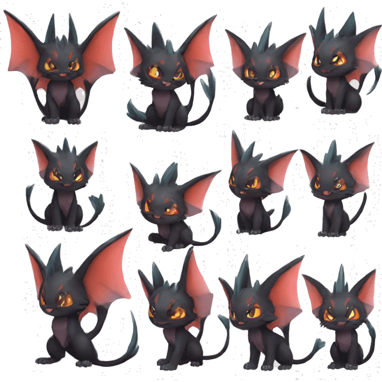  Kawaii Edgy Cool Beautiful Noivern-Nargacuga-Litten full body emoji