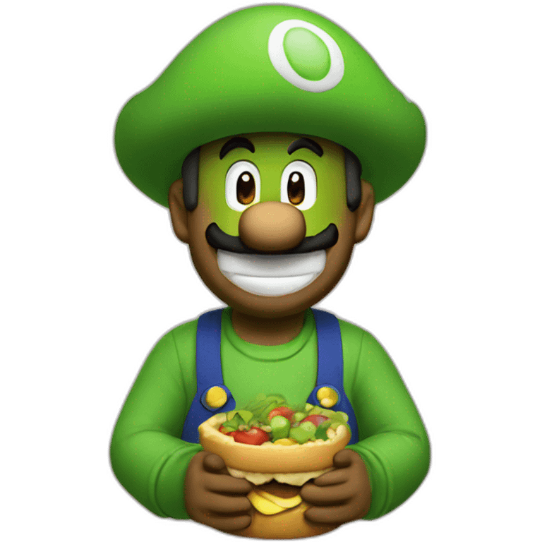 green Supper Mario laughing emoji