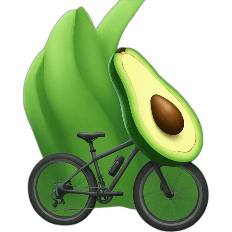 An avocado on a MTB bike emoji