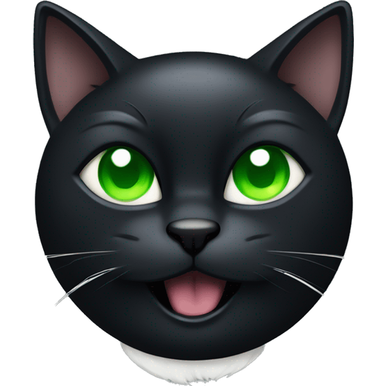 angry black cat with white circle of fur on chest with piercing green eyes emoji