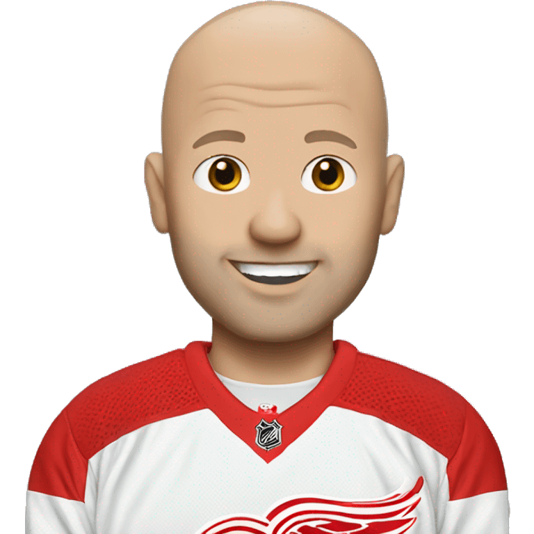 White bald man with Detroit red wings jersey  emoji