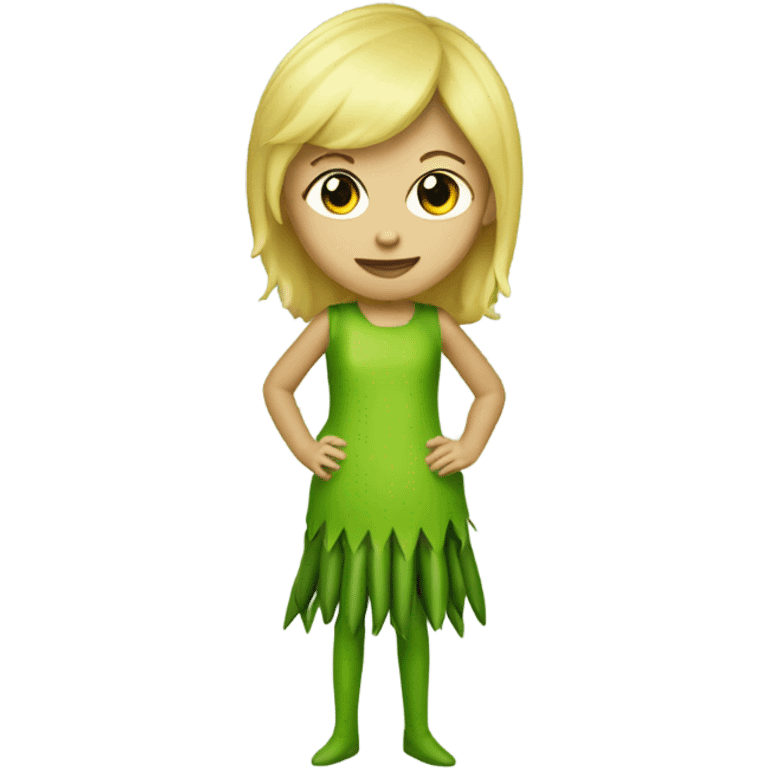 Blonde girl dressed in asparagus costume  emoji