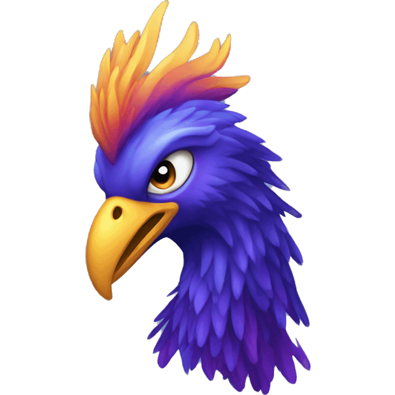 Blue Purple Phoenix Fire Head Big Eyeys emoji