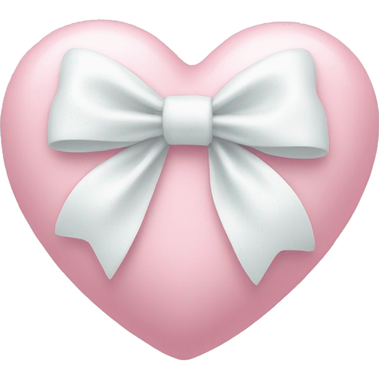 Pastel pink heart with white bow emoji