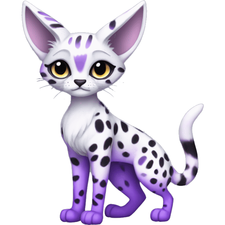 Kawaii Cute Edgy Black Purple White ethereal Serval-Fionbri-Vernid full body emoji