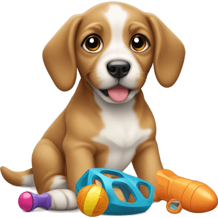 Puppy with toys emoji