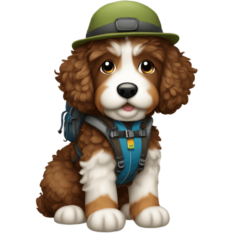 Bernedoodle dressed as hiker emoji