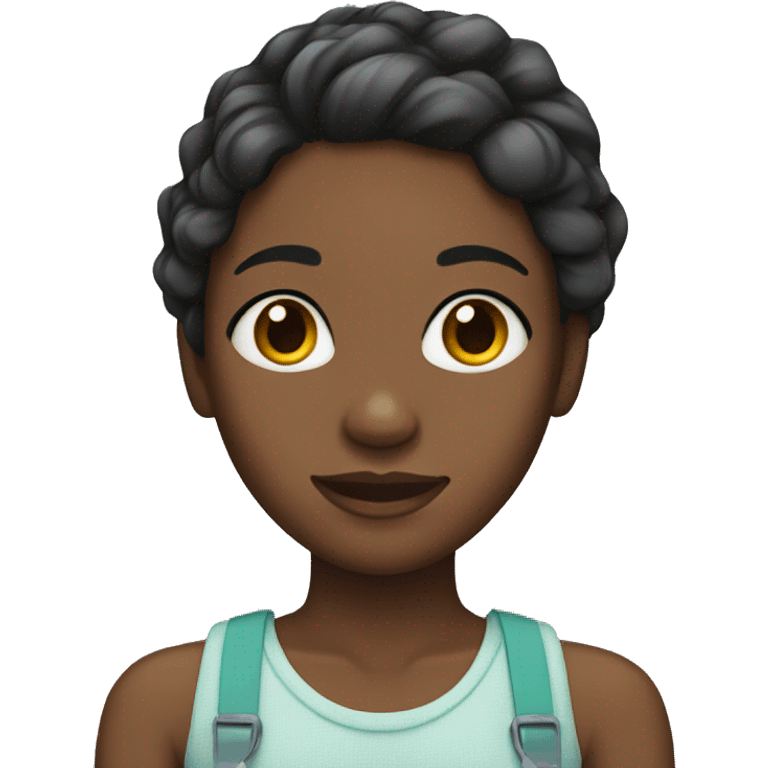 Black girl with side part and braces emoji