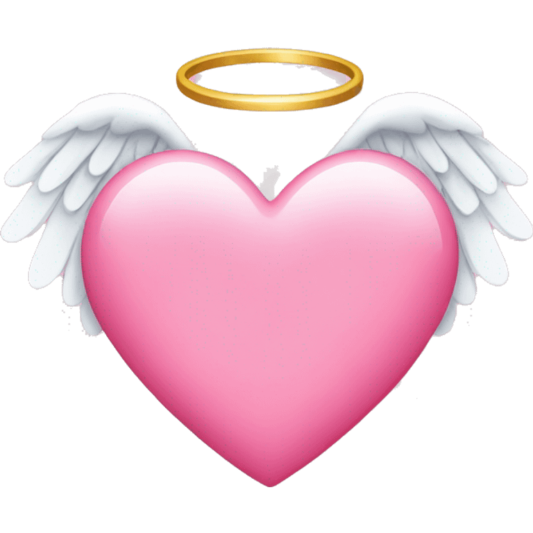 a pink heart with small angel wings and a halo emoji