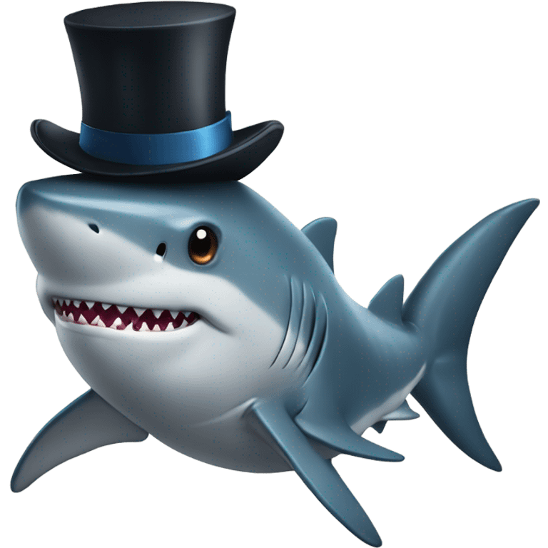 Shark with a top hat emoji