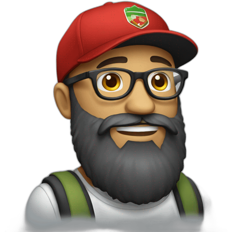 bearded portuguese designer with glasses and a red vans cap emoji