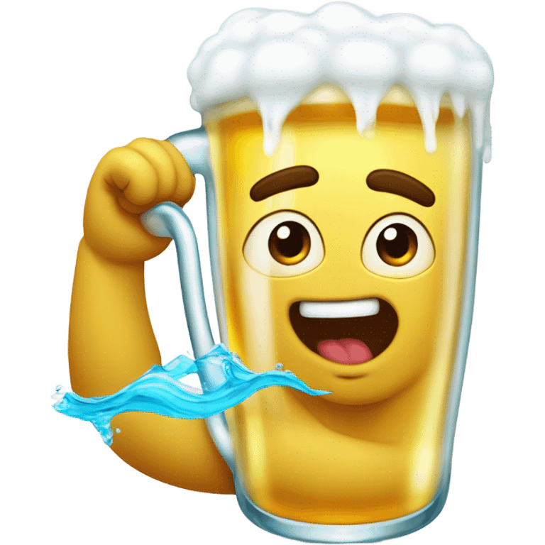 Swimming in glass of beer emoji