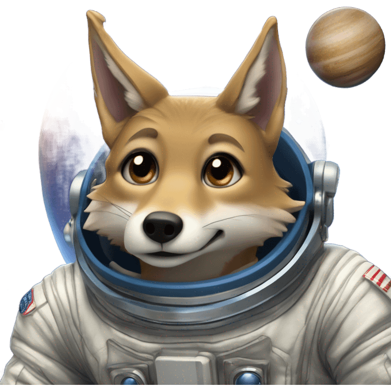 A coyote in outer space emoji