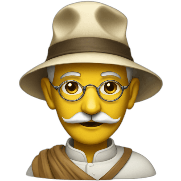 Gandhi with yellow hat and fu manchu emoji