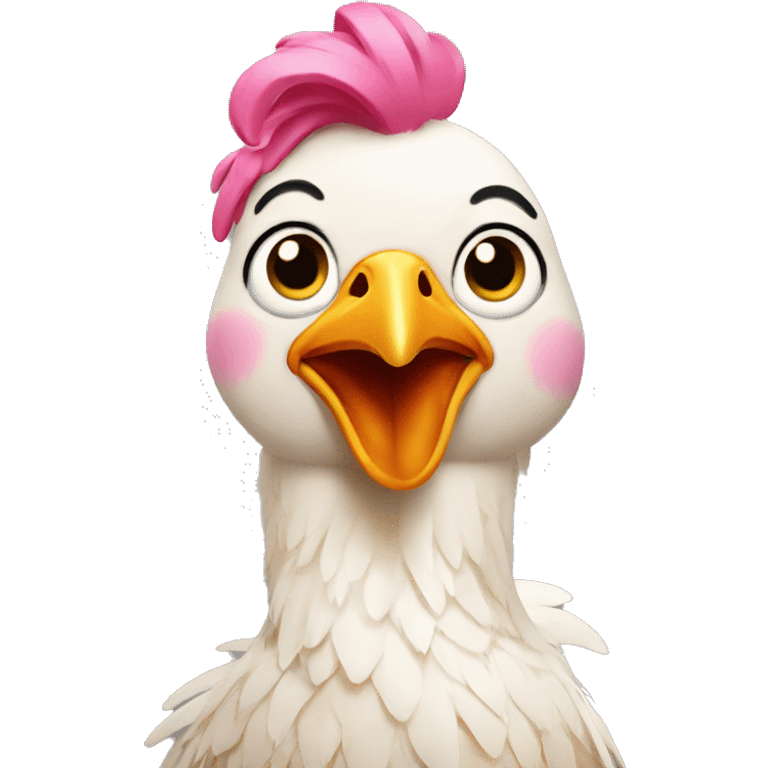 Chicken with pink hair emoji