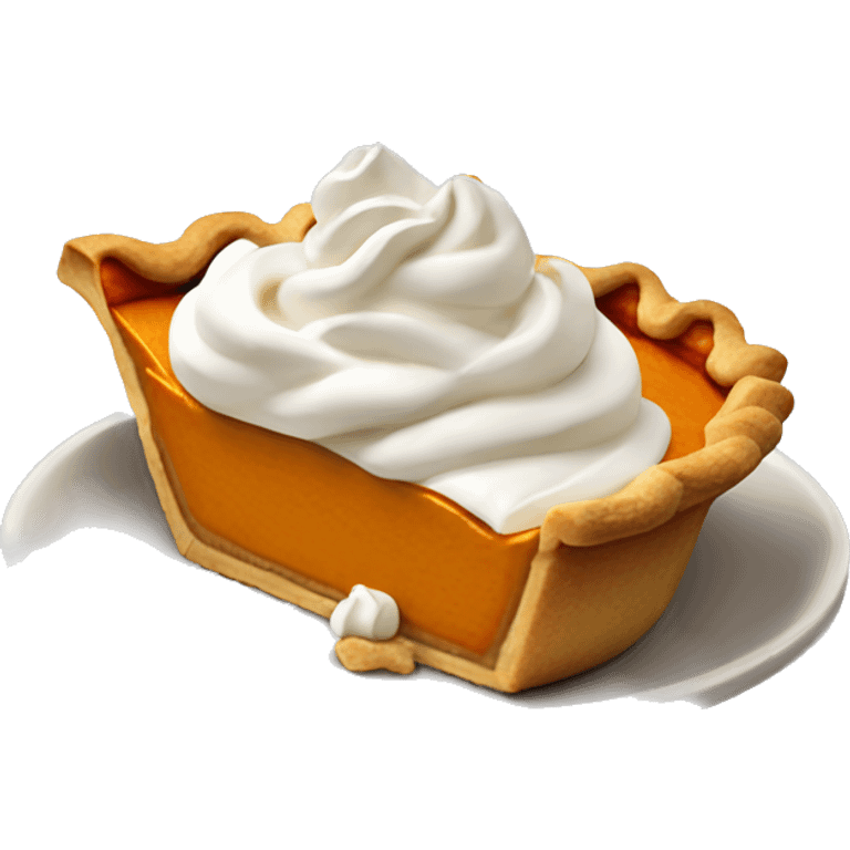 Realistic pumpkin pie with whipped cream emoji