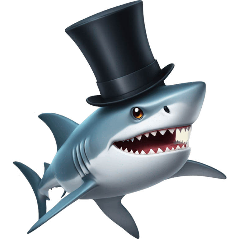 Shark with a top hat emoji