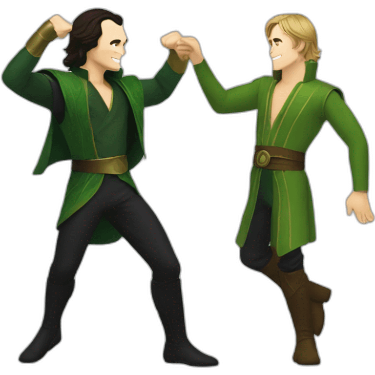 Loki and Luke Skywalker dancing to disco music emoji