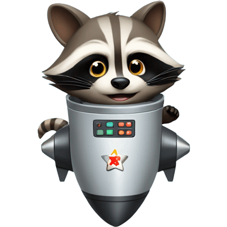 Raccoon in rocket emoji