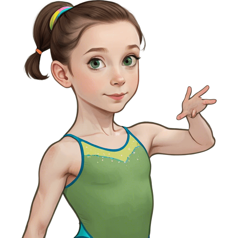 Gymnast age 10 brown hair and blue eyes and pale skin emoji