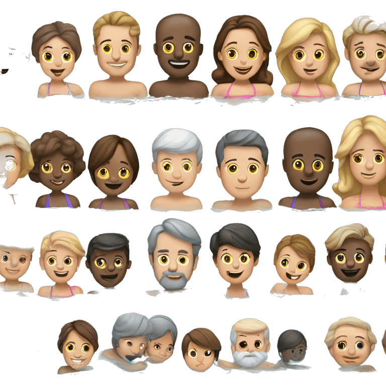 6 caucasian family members swimming emoji