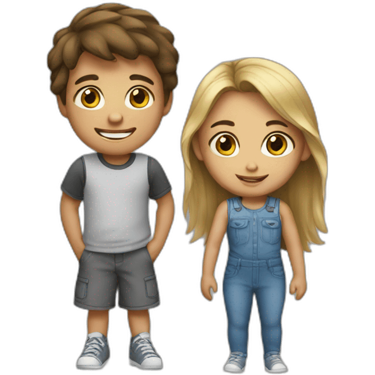 A girl with her brother emoji