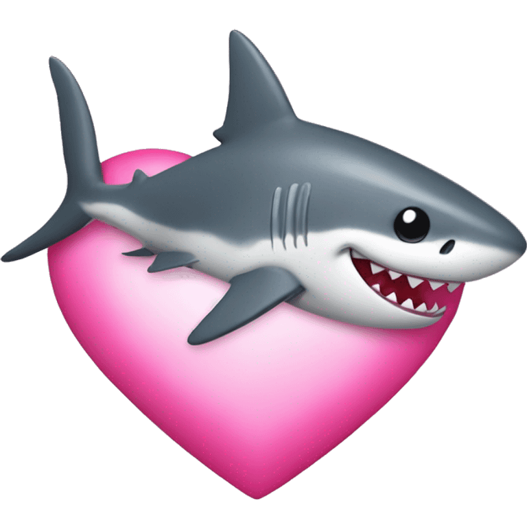 pink love heart with sharks emoji