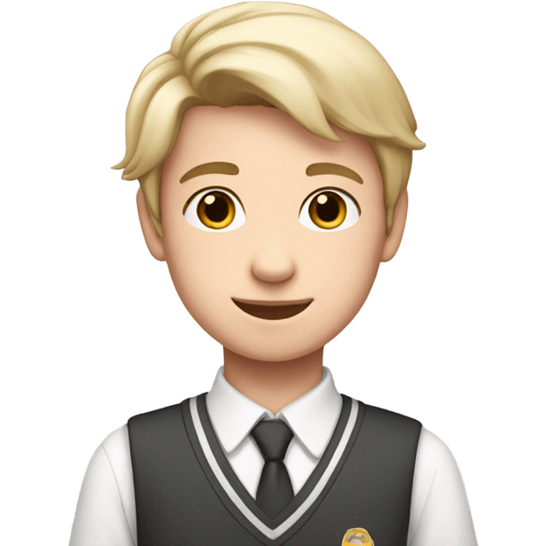 boy with fair skin, soft pink and white school uniform, straight hair emoji