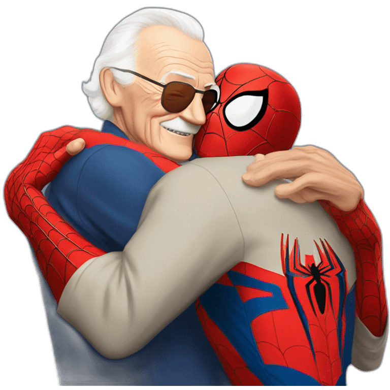 Spider-Man hugs Stan Lee emoji