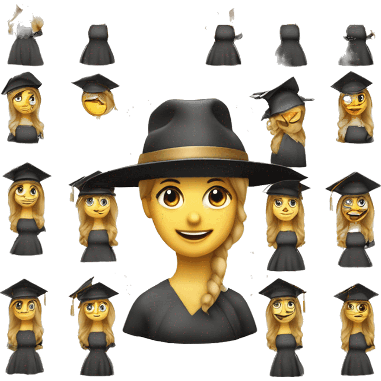 due ragazze con il cappello di laurea che sorridono, una bionda con gli occhi celesti e l'altra mora con occhi marroni emoji