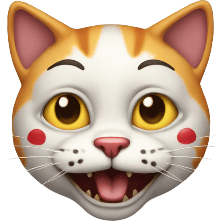 Cat who is a clown and very distorted emoji