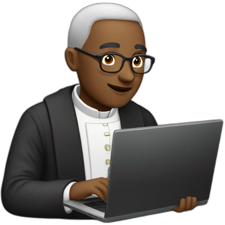 Vicar using a laptop emoji