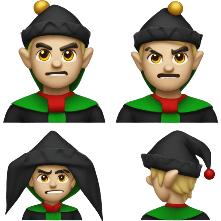 mean evil scary christmas elf wearing black emoji