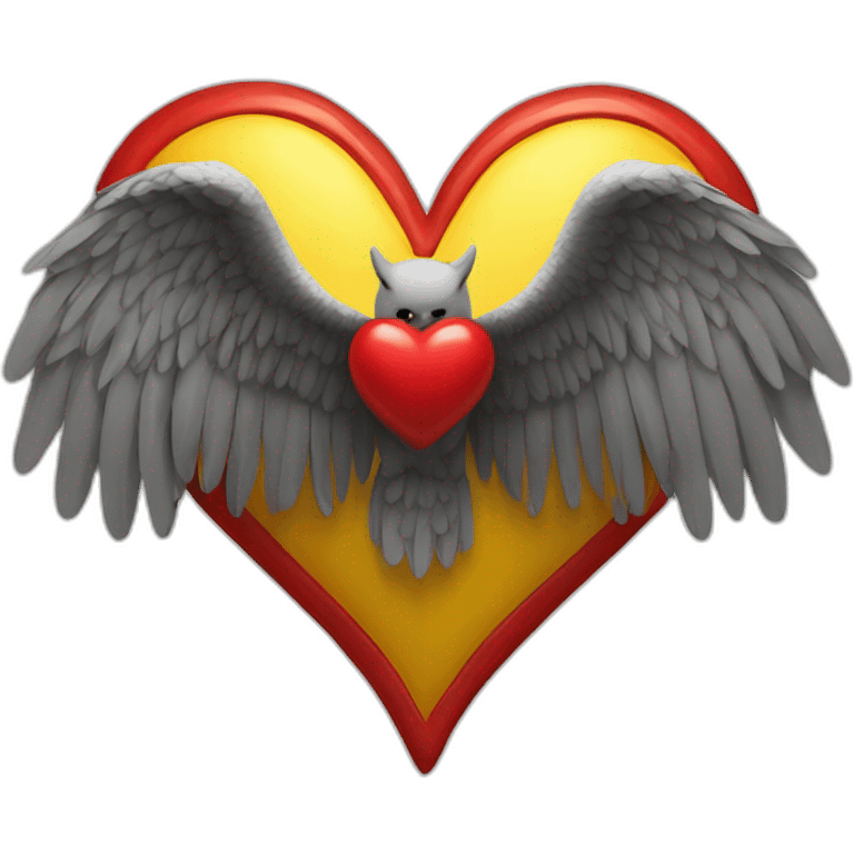 winged red heart, yellow wings emoji