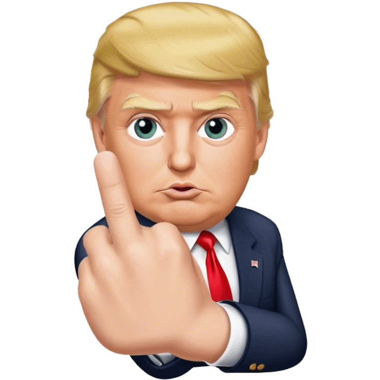 Donald Trump shows one finger photorealistic hyperrealistic emoji