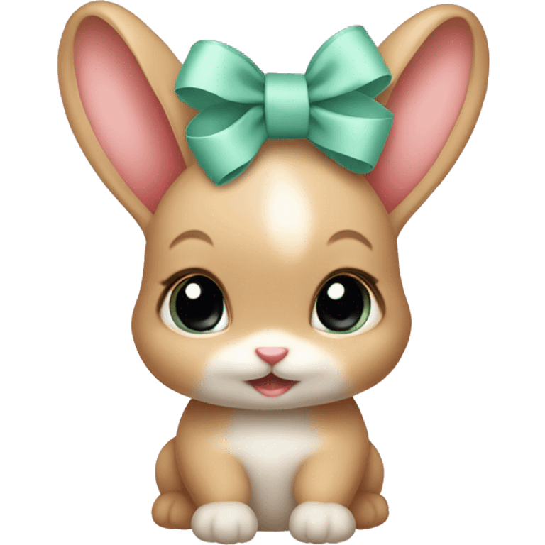 Baby bunny with coquette bow on ear emoji