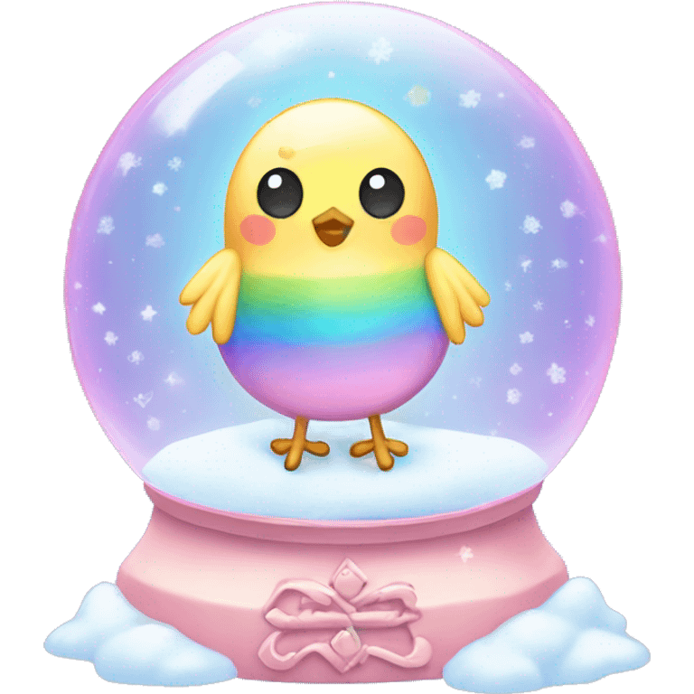 Kawaii rainbow pastel bedazzled chick in a sky snow globe  emoji