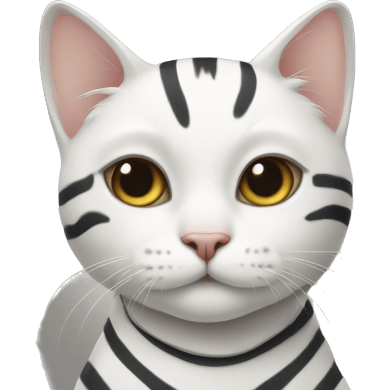 white cat with black stripes  emoji