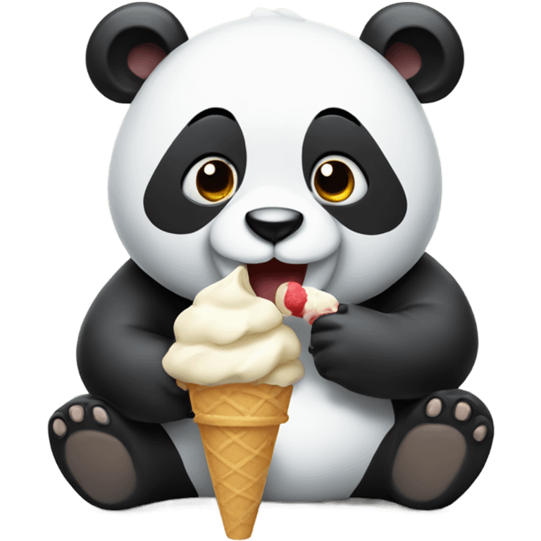 Panda eating ice cream emoji