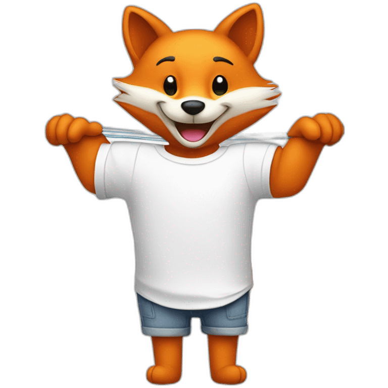 a happy Fox wearing a white shirt doing laundry and the Washing Line, The sleek silhouette of a fox head is positioned within the curve of the washing line, creating a harmonious fusion. emoji