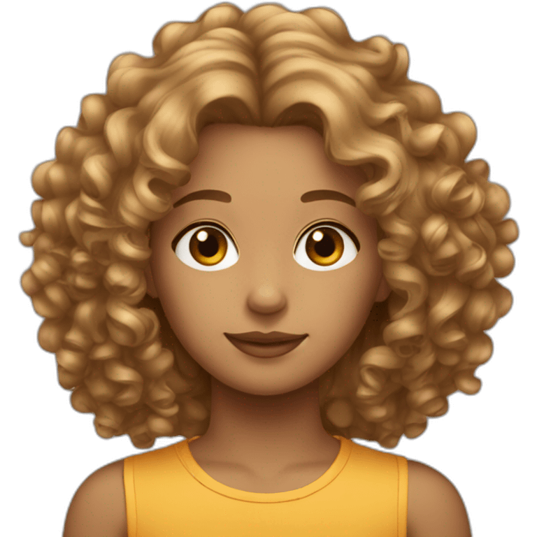 Curly hair middle part tan emoji