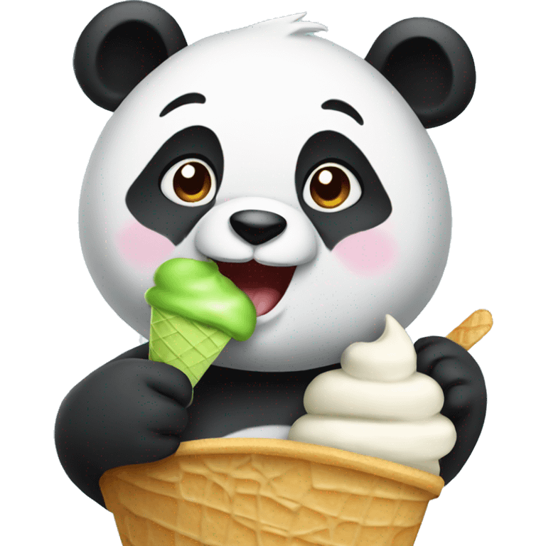 Panda eating ice cream emoji