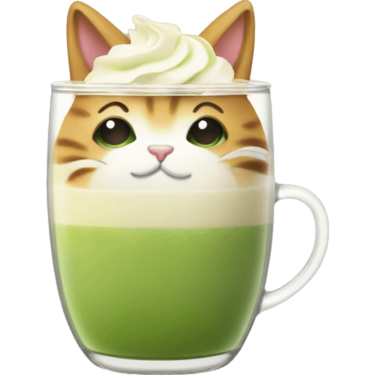 Fat cat drink matcha latte  emoji