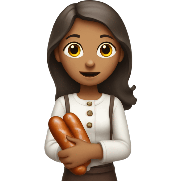 girl with a sausage in her hand  emoji