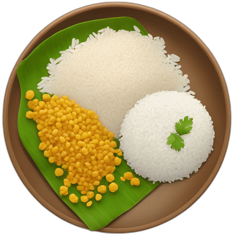 A plate with Indian jeera rice and dal emoji