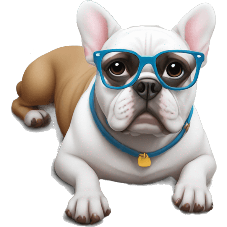 French bull dog with glasses by the swimming pool emoji