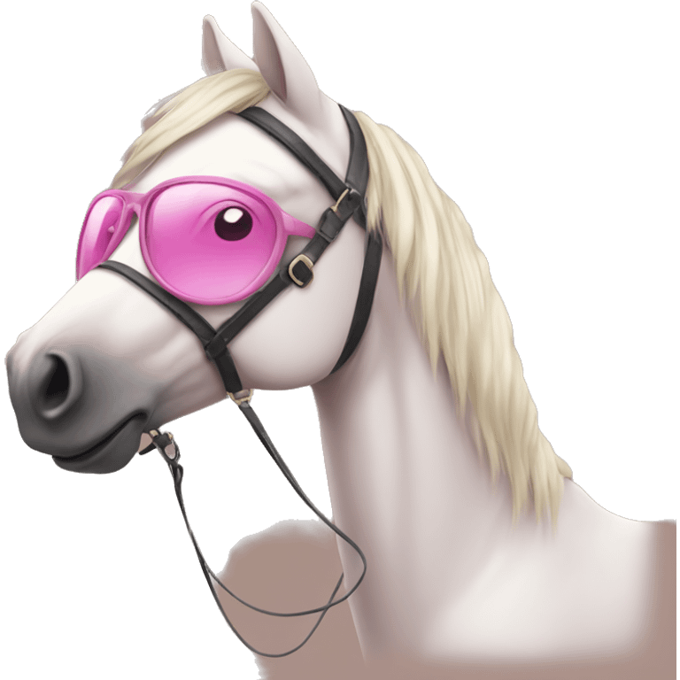 A girl with pink glasses on a horse emoji