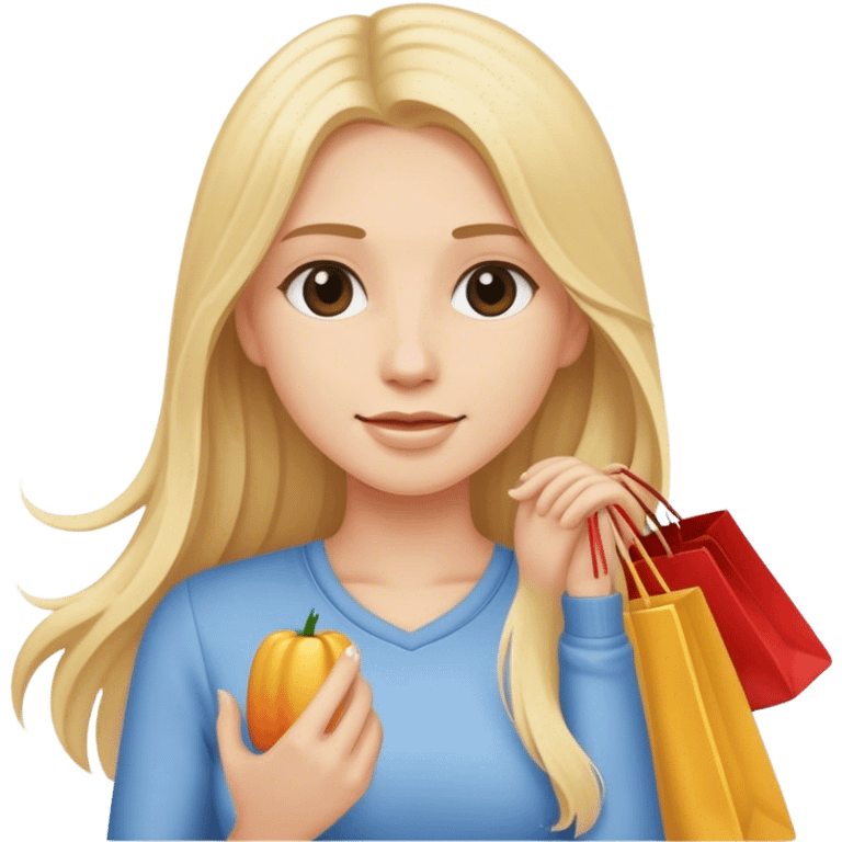 Shopping with long blonde hair  emoji