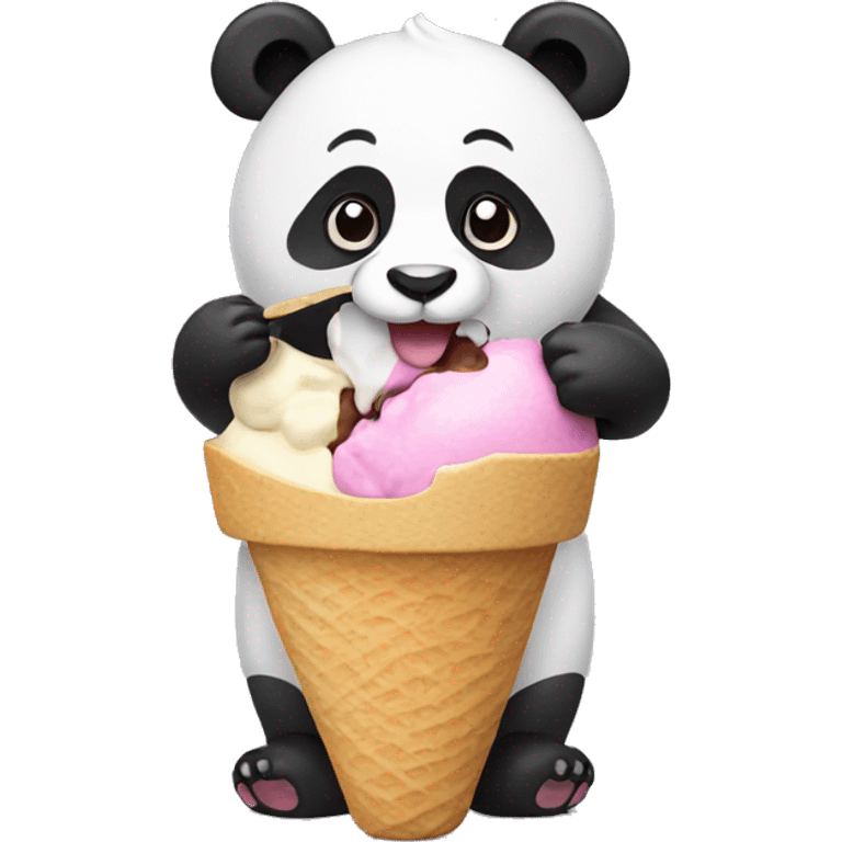 Panda eating ice cream emoji